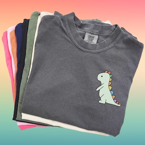 Cute Gay T-Rex Shirt – Rainbow LGBT Pride Dino Tee for Men & Women – Comfort Colors, Bella Canvas, or Gildan – Dinosaur Gift Gay Pride Tops