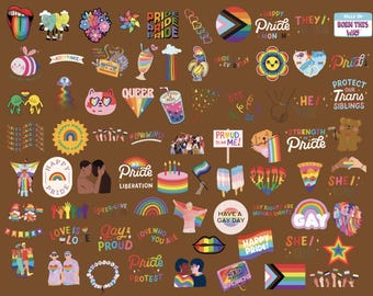 Pride PNG Clipart Bundle: LGBTQIA+ Rainbow Graphics (Digital Download