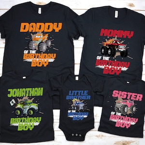 Monster Truck Birthday Shirt, Family Birthday Truck Shirt, Birthday Boy Monster Truck Shirt, Custom Monster Truck Birthday Shirt, Cars Bday