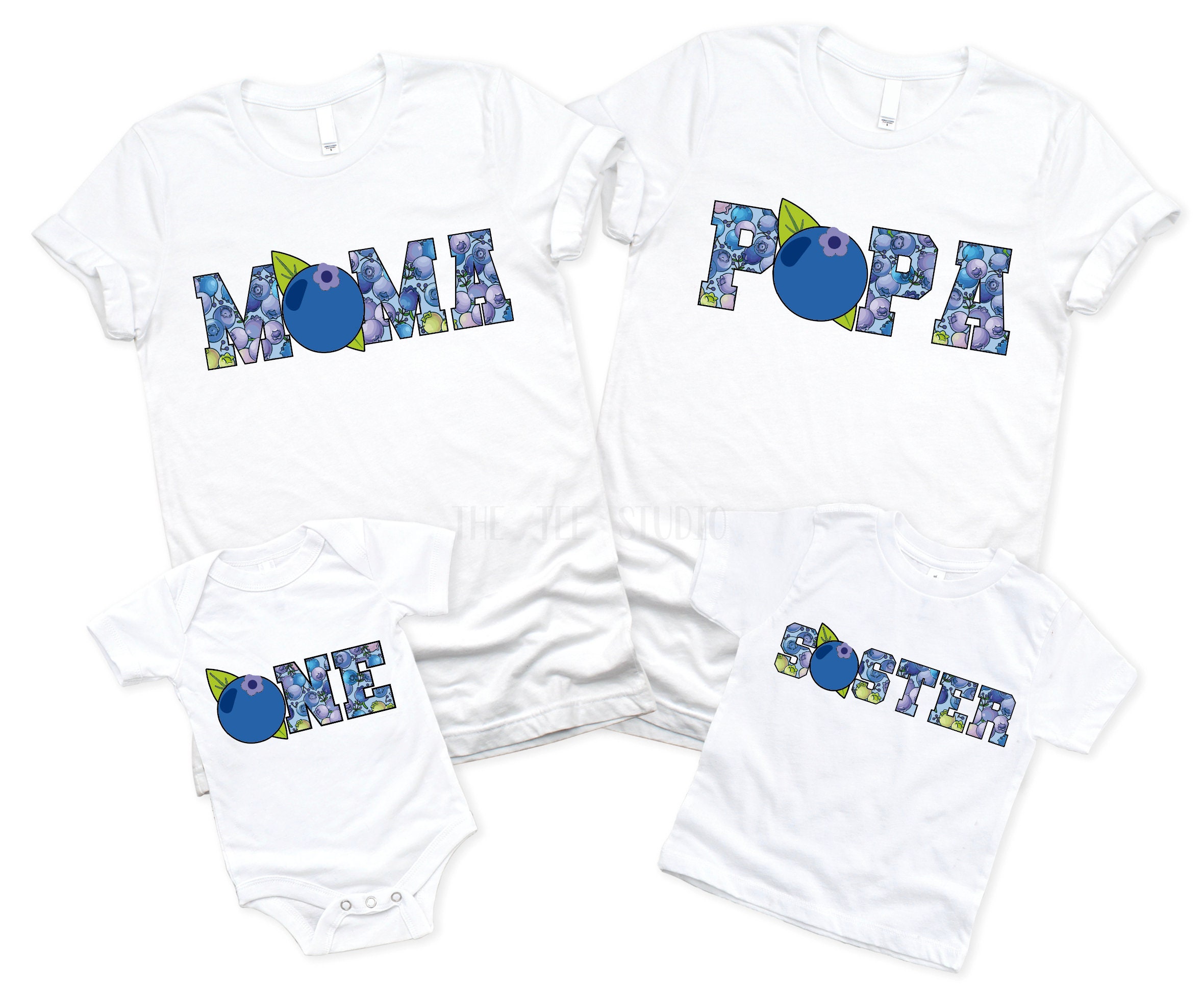 Berry First Birthday Matching Shirts: Farm Theme, Blueberry Design