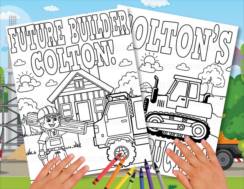 Personalized Builder Coloring Pages Custom Name Construction Kids ...