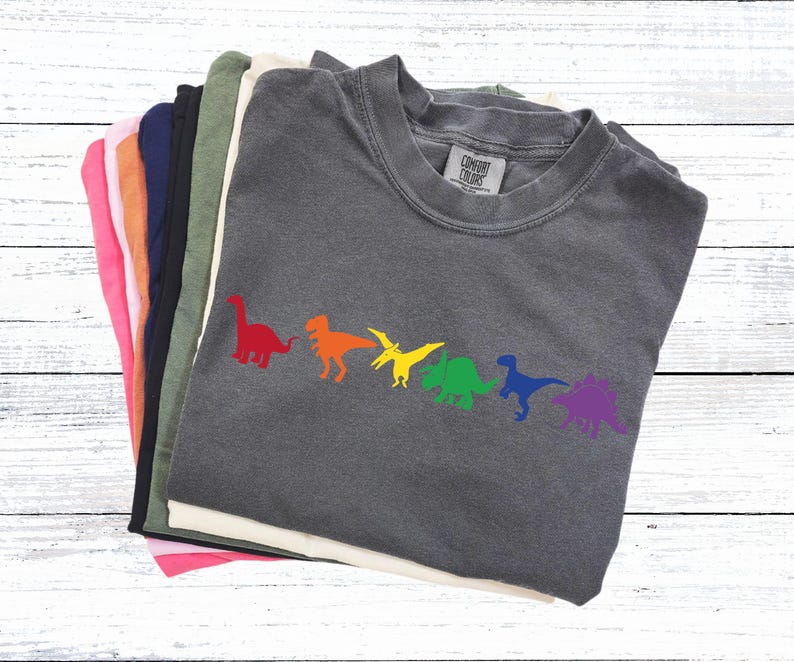 Rainbow Dinosaur Pride Shirt: LGBT Dino T-Rex Tee image 1