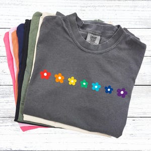 Comfort Colors Rainbow Daisies Pride-tröja: Pastellfärgad HBTQ+-tröja