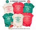 Custom Family Christmas Shirts, Bella Canvas Matching Xmas Tees, Personalized Name Shirt, Vintage Santa Varsity Christmas Family Outfits Pjs