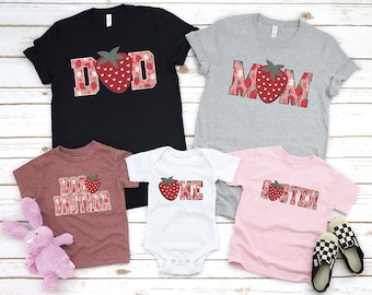 Berry First Birthday Matching Family Shirts: Strawberry Theme Party, Summer Spring Themed