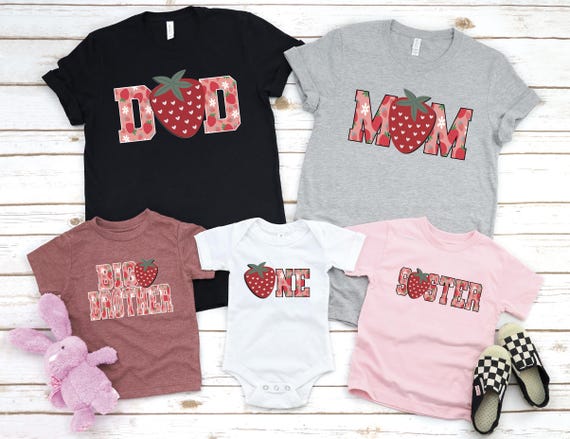 Berry First Birthday Matching Family Shirts: Strawberry Theme Party, Summer Spring Themed