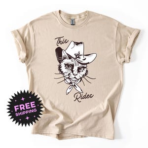 この猫が乗るシャツ T シャツ、ウエスタン カウガール T シャツ、90 年代の Y2K スタイルの服、ロデオ カウガール シャツ、レトロ カウガール T シャツ、Y2K コケット T シャツ 面白いシャツ