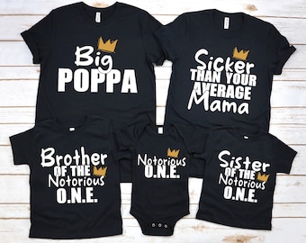 Birthday Matching Shirts, Sicker Than Your Average Mama Big Poppa 1st Birthday Parent Shirts. 90s Matching Family. Hip Hop Themed. Fun Silly