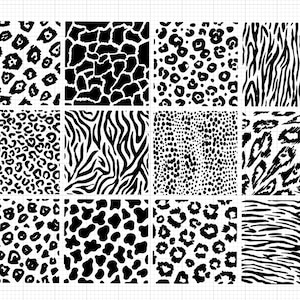 Animal Print SVG Bundle: Leopard, Cow, Zebra, Tiger (Digital Download)