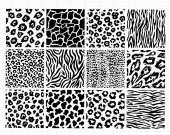Tier Druck SVG Bundle: Leopard, Kuh, Zebra, Tiger (Digitaler Download)