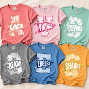 Custom School Mascot Shirt, Varsity Letter Gingham Tee, Back to School Spirit Wear, Game Day Team Shirt, Adult and Youth Sizes, Teacher Tees