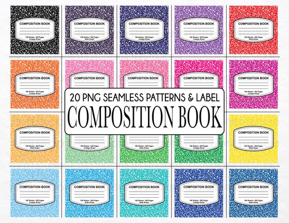 Seamless Composition Book Pattern Bundle: Retro School Designs (PNG Digital Download)