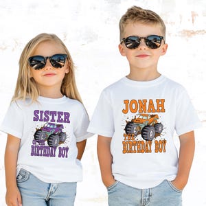 brother and sister monster truck shirts matching