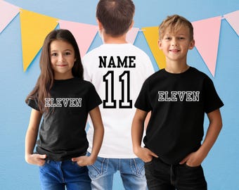 Maglietta universitaria per l'undicesimo compleanno: maglietta personalizzata in tela Team Eleven Bella