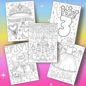 Personalized Princess Birthday Coloring Pages: Party Activity Set (Digital Download)