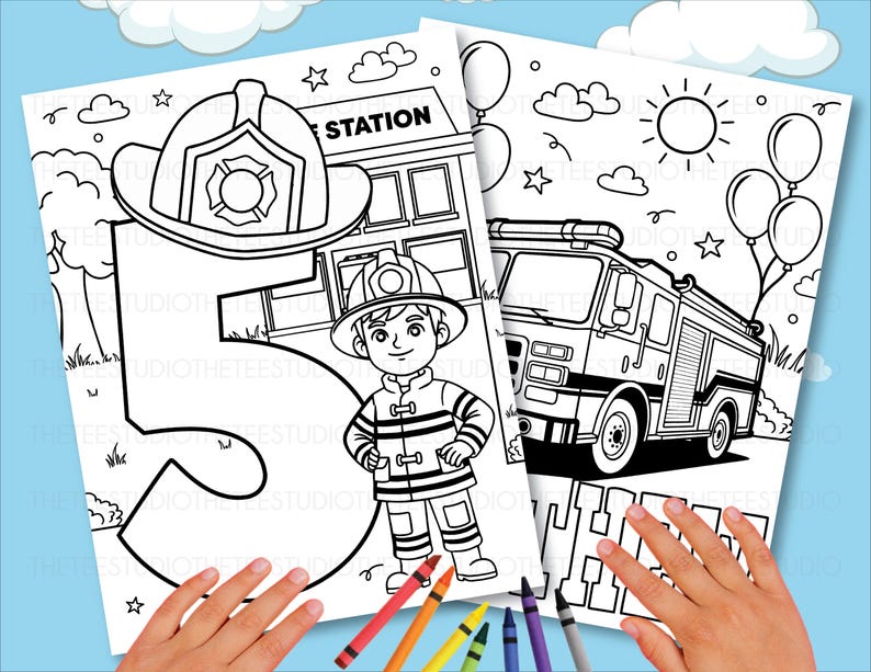 Fire Truck Birthday Coloring Pages Personalized Kids Name Age ...