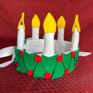 Childrens Felt Santa Lucia Candle Crown With Berries and - Etsy