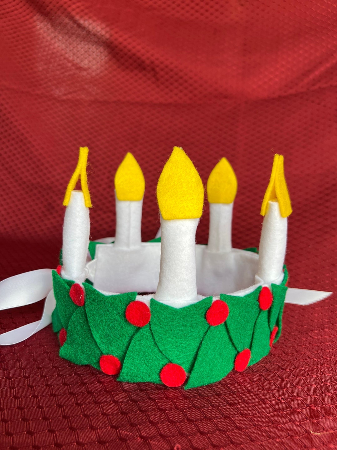 Childrens Felt Santa Lucia Candle Crown With Berries and - Etsy