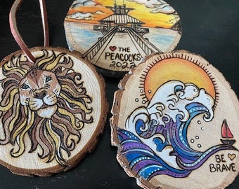 3-4" Custom Made Wood Burned + Painted Ornament