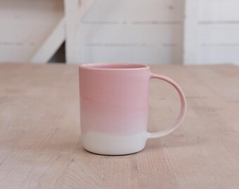 Sunset-mugg - 450 ml mjuk matt rosa mugg med stort runt handtag