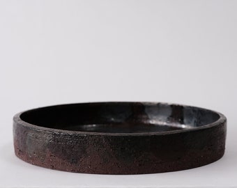 brutalist dark stoneware serving tray