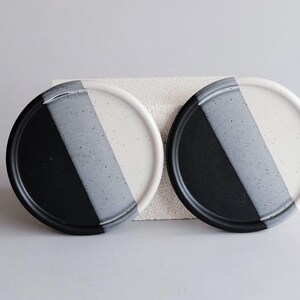 set of 2 bubble rim snack plates - handmade, stoneware