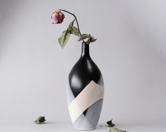 snow long neck handmade stoneware vase