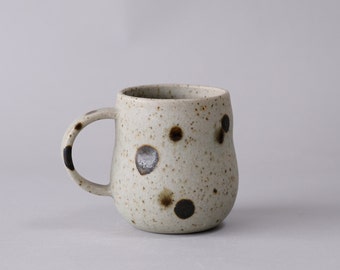 matte celadon and metallic polka dots stoneware cup, small mug