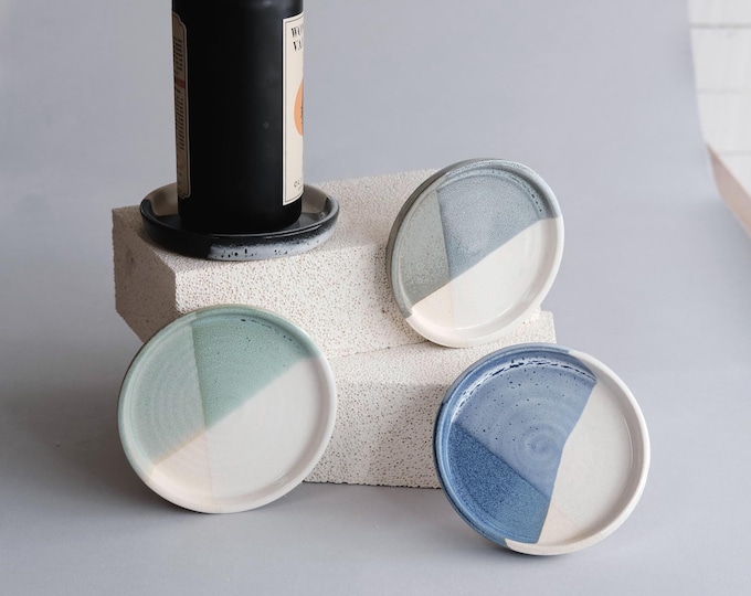wine bottle coaster - new colors! - handmade, stoneware