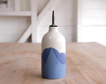 Handmade Porcelain Olive Oil Cruet – Drip-Free Spout, Modern Glaze (around 20 oz.)