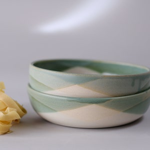 stoneware pasta bowl sage