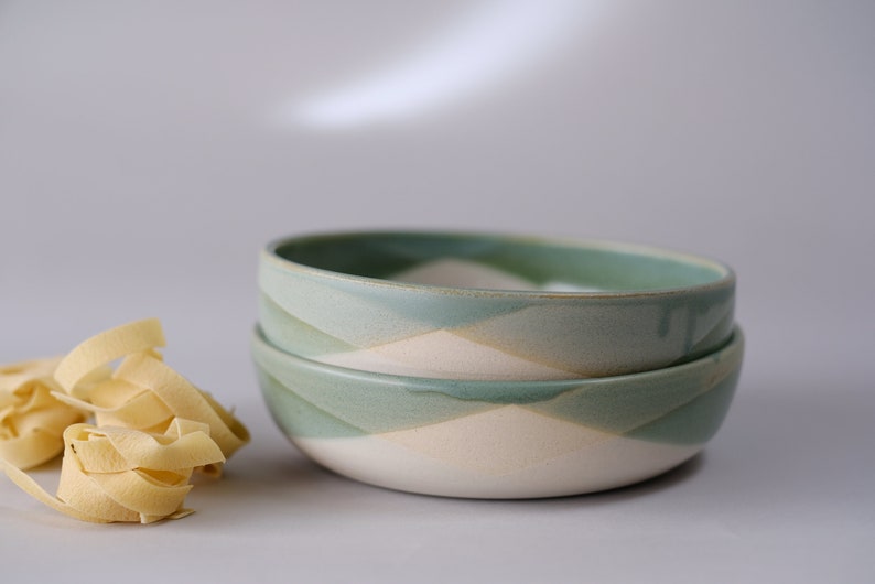 stoneware pasta bowl sage