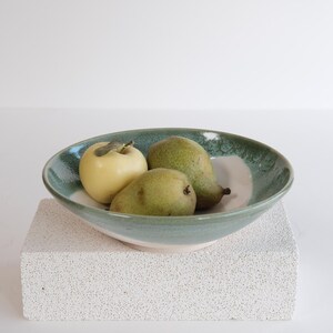 sage low fruit bowl - handmade, stoneware