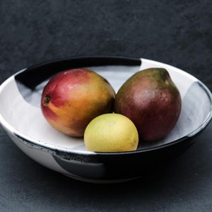 snow fruit bowl - low bowl - handmade, porcelain