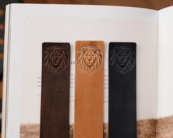 Lion bookmark Leather personalized custom bookmark Animal bookmark Printable bookmarks Unique bookmarks Aesthetic bookmark Book lover gift
