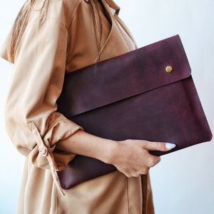 Chemise en cuir faite main, porte-documents en cuir, étui, étui en papier de bureau, étui en cuir pour Macbook, sac pour documents, chemise portefeuille
