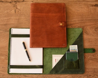 Portafolio para zurdos Carpeta de cuero personalizada para zurdos Carpeta de cuero para papel de carta A4 de regalo para zurdos Funda de cuero para cuaderno
