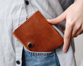 Leather wallet / compact purse / Leather wallet / Leather wallet handmade / Red brown / Mens bifold wallet / Billfold wallet