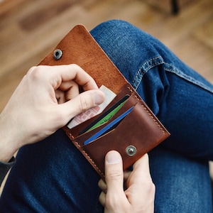Leder Geldbeutel / Leder Portemonnaie / Leder Geldbeutel / Brieftasche aus Leder / Leder Geldbörse in Rot Braun / Brauner Geldbeutel / Brieftasche für Männer