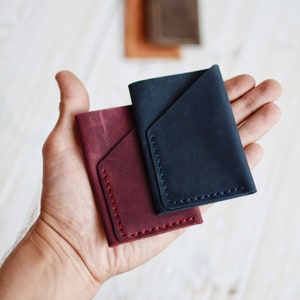Minimalistische leren creditcardhouder Creditcardhouder Kaarthouder Dunne leren portemonnee creditcardhouder Mini portemonnee Leren pashouder