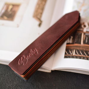 Leather bookmark 11 color, custom unique bookmark, aesthetic name bookmark, leather personalized purple handmade bookmark, teacher bookmark