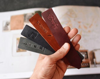 Personalized leather bookmark, embossed bookmark, custom unique bookmark, aesthetic bookmark, name bookmark, cute bookmark, book lover gift