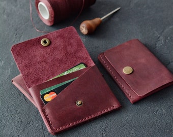 Leather wallet / compact purse / Leather wallet / Leather wallet handmade / Red brown / Mens bifold wallet / Billfold wallet