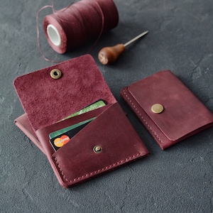 Carteira de couro/bolsa compacta/carteira de couro/carteira de couro feita à mão/marrom vermelho/carteira bifold masculina/carteira dobrável