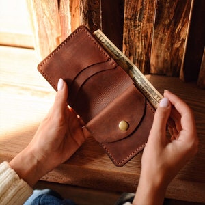 Cartera de cuero Monedero delgado Monedero tarjeta de crédito Monedero bolsillo frontal Monedero de cuero hecho a mano Monedero de cuero Monedero bifold para hombre Monedero Billfold