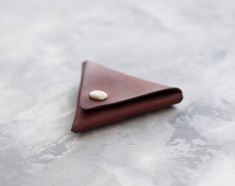 Leather Purse Leather Coin Pouch Leather Coin Purse Triangle Coin