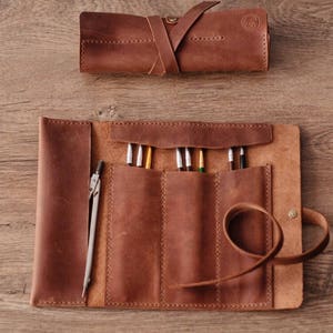 leather roll, artist roll, leather pencil roll, leather pencil case, leather tool roll case, paint brush holder, craft tool roll,Pencil Wrap