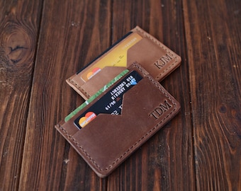 Tarjetero de cuero personalizado Estuche para tarjetas de crédito Tarjetero Billetera fina de cuero Funda para tarjetas de crédito Mini billetera Estuche para tarjetas de cuero