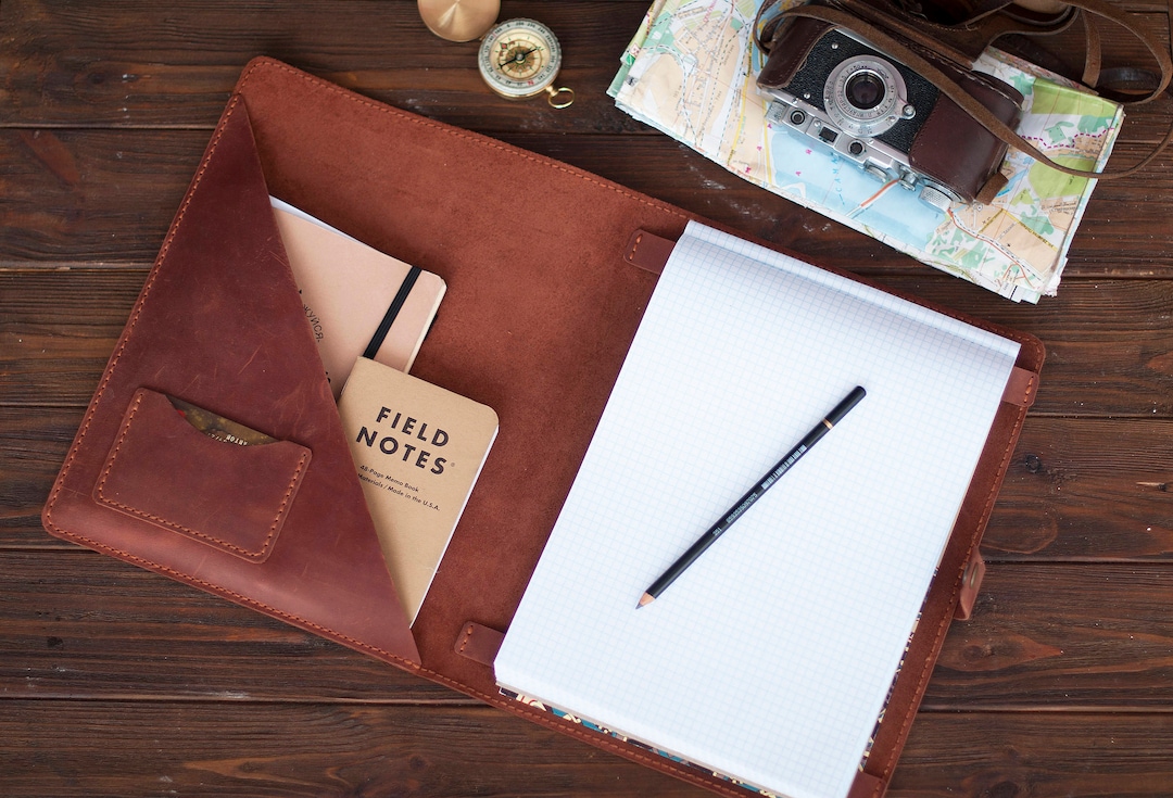 Leather Portfolio, Notepad Holder, Notebook Covers, Leather Notebook