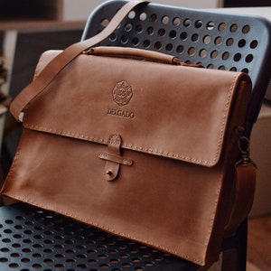 Leather messenger bag Leather briefcase Handmade leather bag Leather satchel Laptop bag Gift for him-Personalized bag document bag image 4